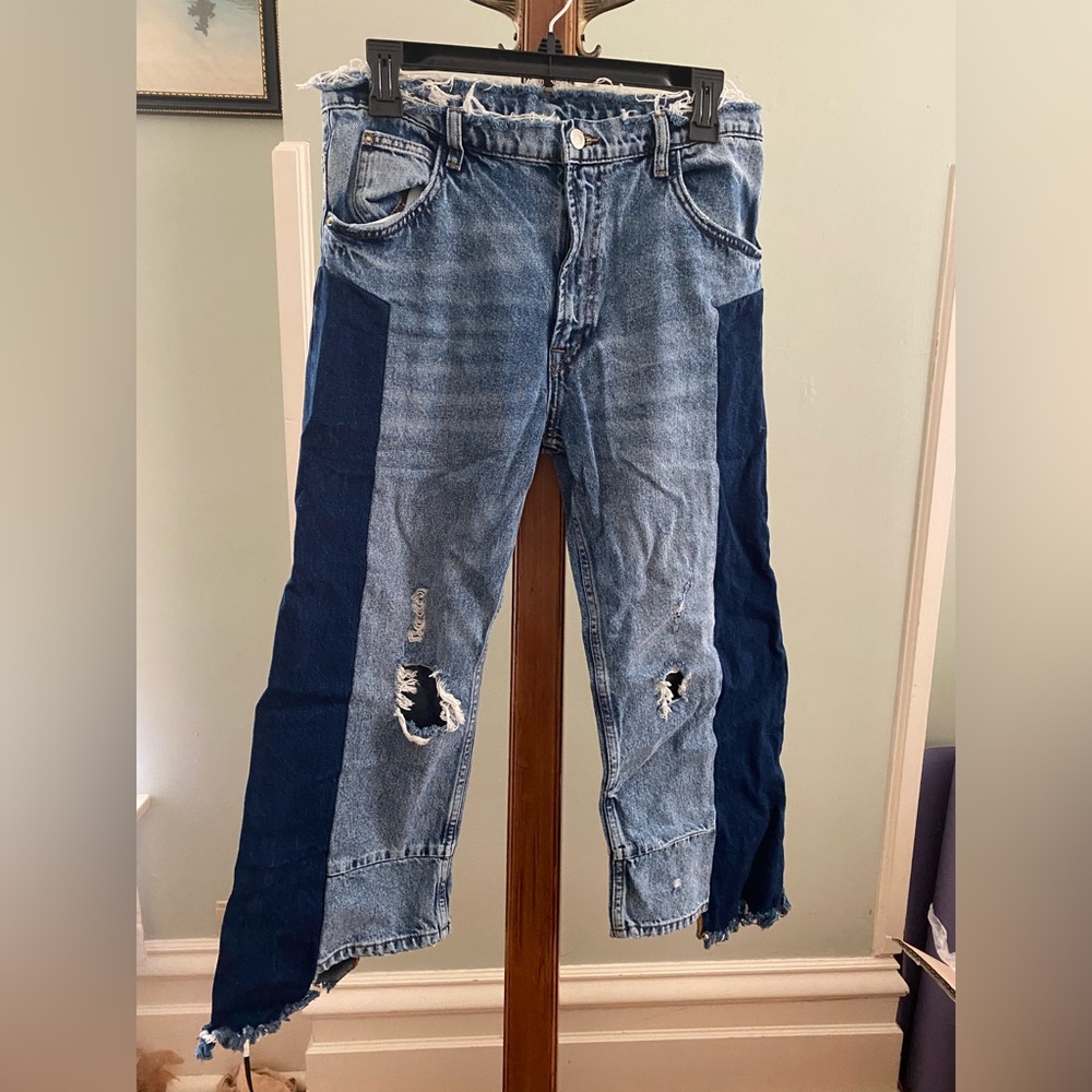 ZARA Two-color Ripped Jeans